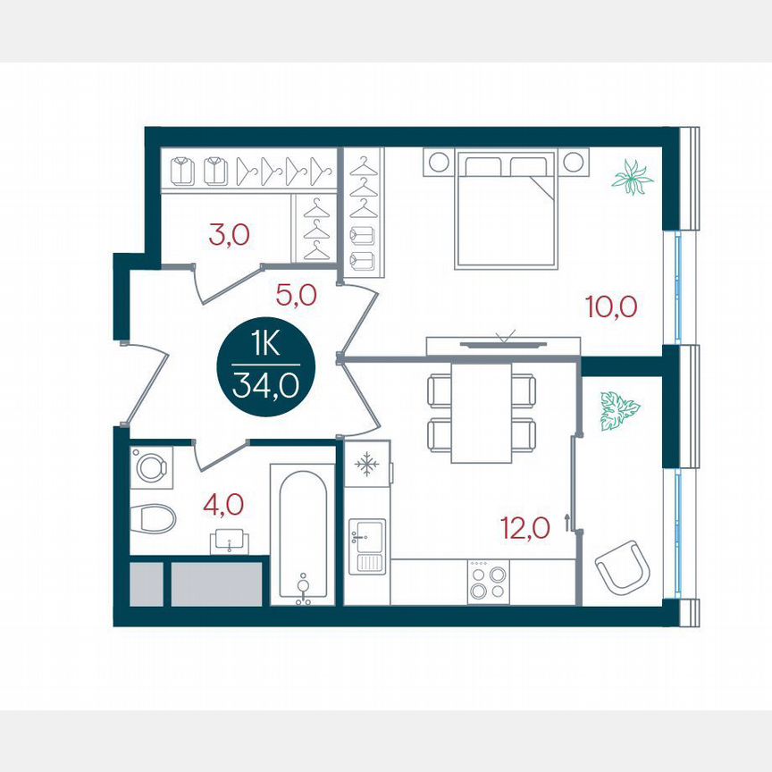 1-к. квартира, 34 м², 24/32 эт.