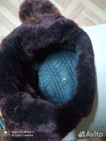 Ретро шапка натуральная мех-кожа