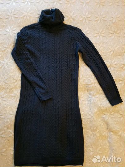 Платье свитер тёплое вязаное с горлом