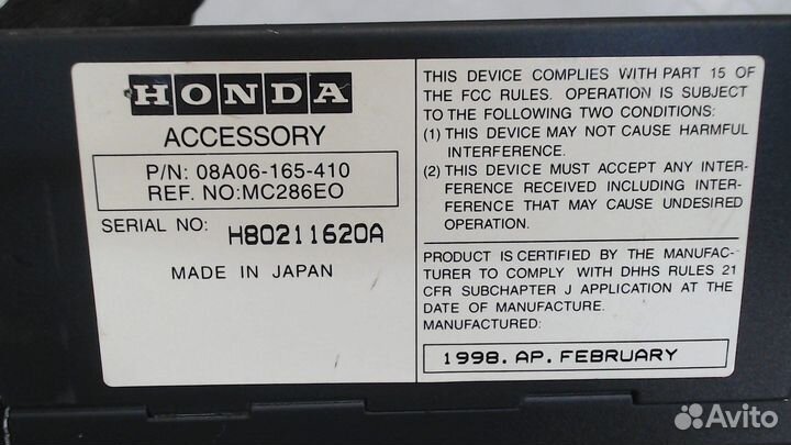 Проигрыватель CD/DVD Honda Accord 6, 1998