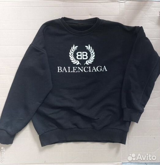 Свитшот черный, Balenciaga, оверсайз, р.46