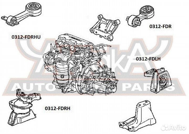 Подушка двигателя ат перед лев 0312fdlh asva