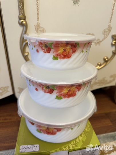 Набор салатников 3шт Lavenir с крышкой