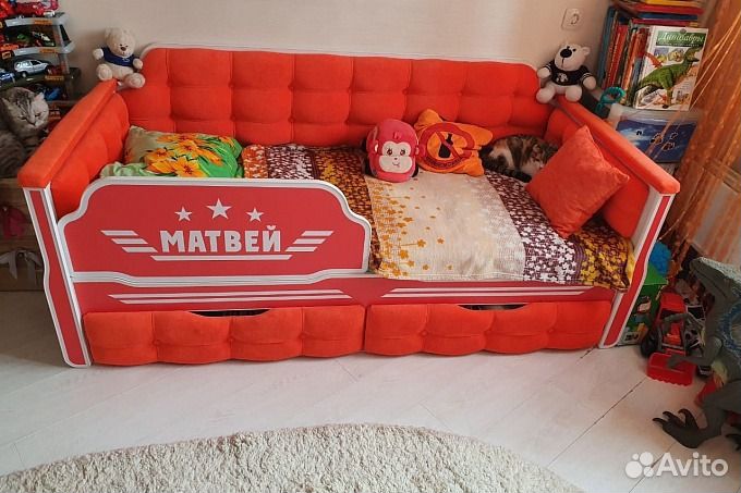 Диван-Кровать Спорт два ящика Для Мальчика