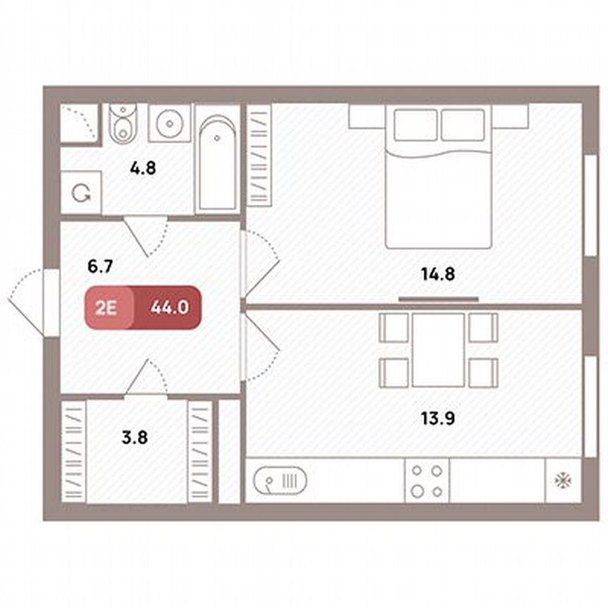 1-к. квартира, 44 м², 27/32 эт.
