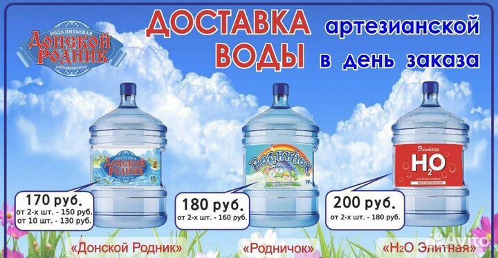 Доставка питьевой воды 19л