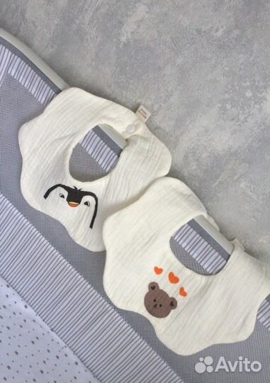 Детский слюнявчик нагрудник из муслина