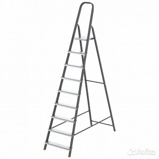 Стремянка, 9 ступеней, стальной профиль, алюминиев