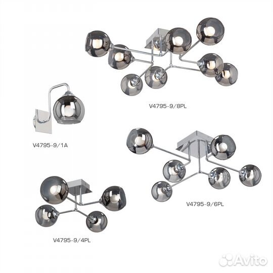 Люстра Vitaluce V4795-9/8PL, 8хE27 макс. 60Вт