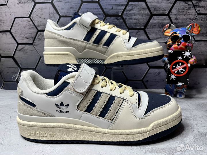 Кроссовки Adidas Forum low белый с синим