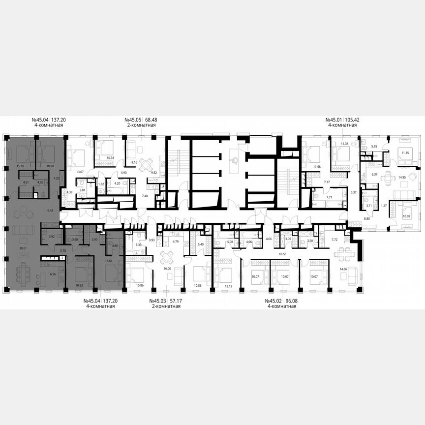 4-к. квартира, 137,2 м², 45/48 эт.