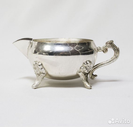 Набор Поднос, сахарница и сливочник, мельхиор, сер