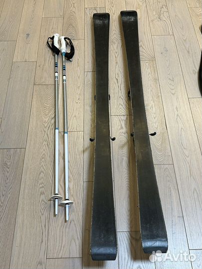 Горные лыжи Fischer fire RX yellow/black + палки