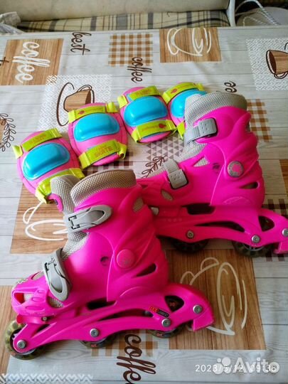 Роликовые коньки детские раздвижные с защитой