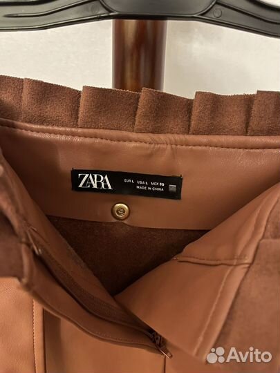 Кожаная юбка Zara, размер L