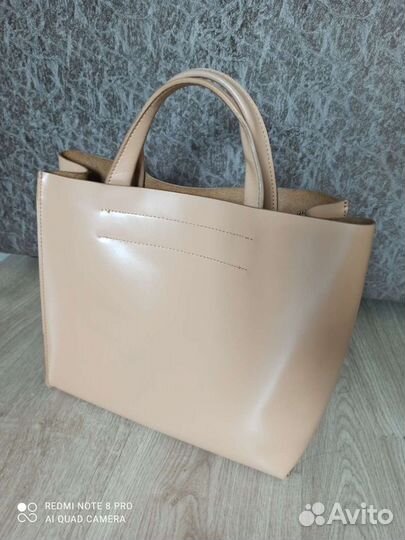 Сумка натуральная кожа бежевая