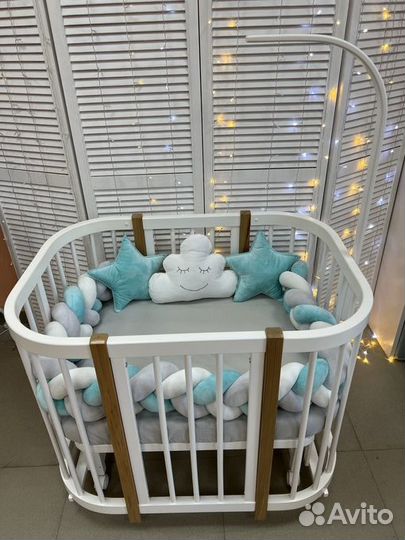 Кроватка трансформер для новорожденных из бука