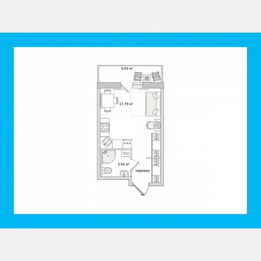 Квартира-студия, 23,5 м², 18/21 эт.
