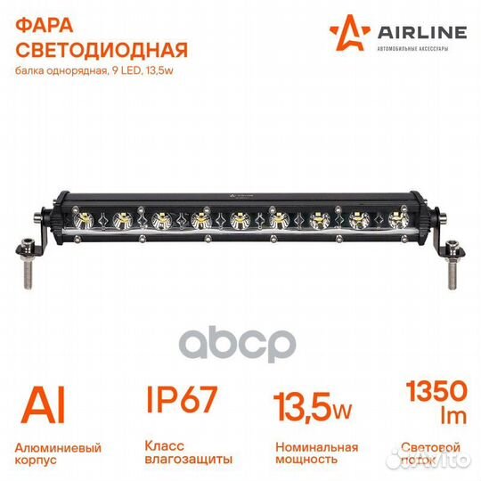 Фара светодиодная (балка) однорядная 9 LED