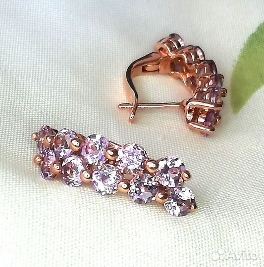 Серьги аметист серебро С362