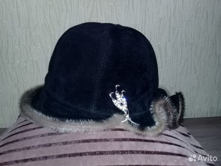 Шляпа кожа шапка под замш размер 56