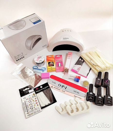 Набор для маникюра с лампой SUN one новый