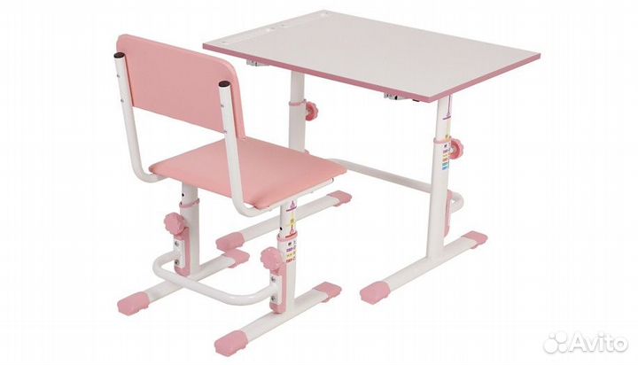 Комплект парта и стул Polini Simple М1 бело-роз