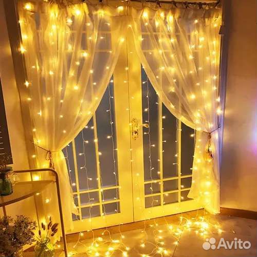 Новогодняя гирлянда штора