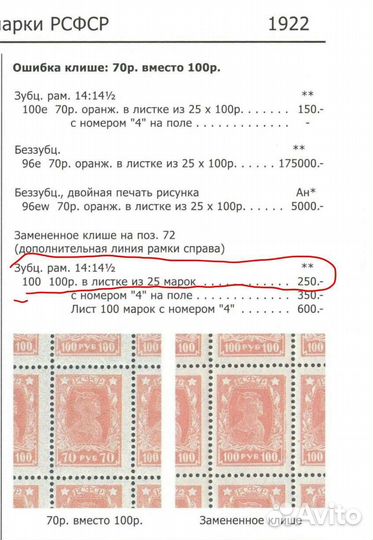 РСФСР. 1922-1923гг. Ошибка Клише