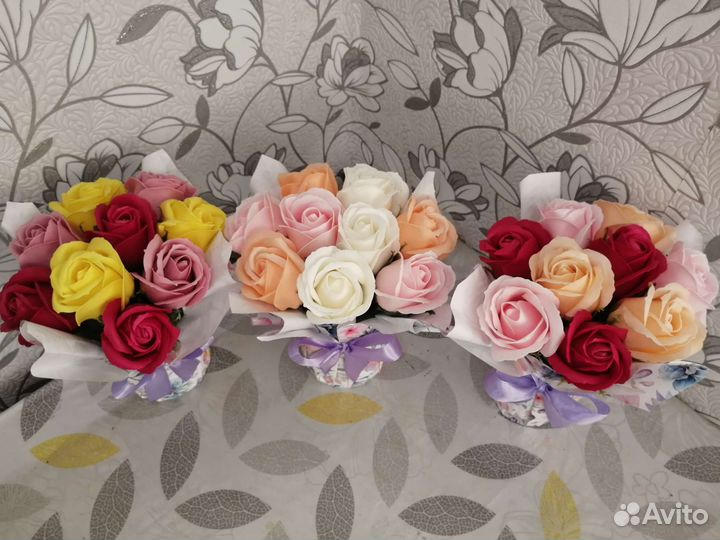 Букет из мыльных роз