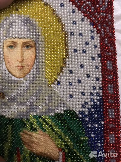 Вышитая бисером Икона св. Анна