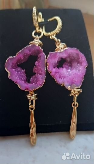 Серьги с кварцевой друзой