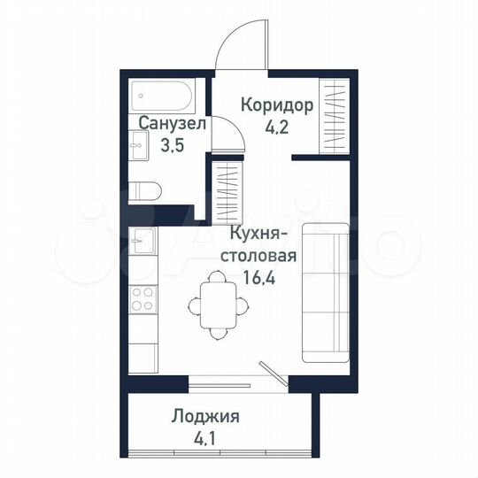 Квартира-студия, 24,2 м², 8/10 эт.