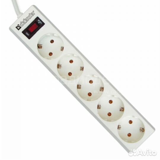 Сетевой фильтр Defender 1.8m 5 розеток, чёрный Нов