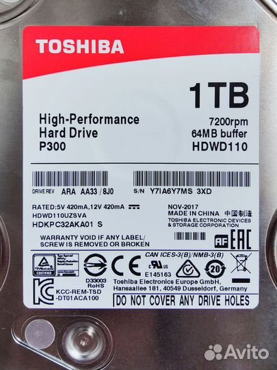 HDD Toshiba 1 Tb p300