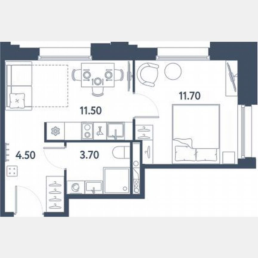 1-к. апартаменты, 31,4 м², 7/16 эт.