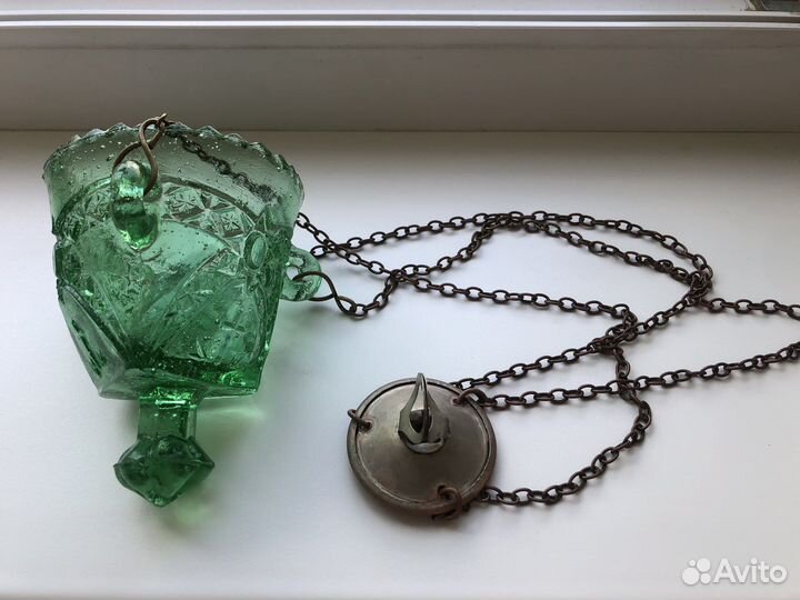 Лампада подвесная, стекло царское