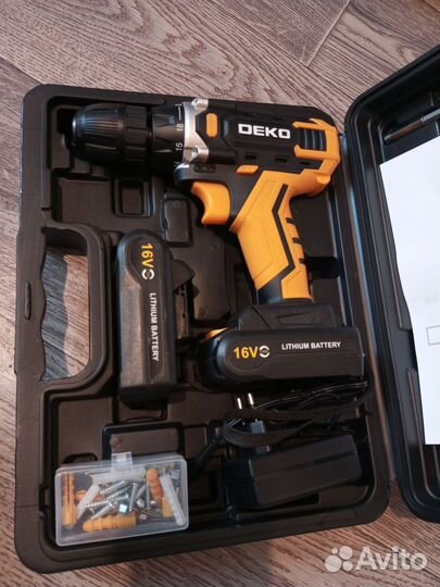 Аккумуляторная дрель шуруповерт deko 16v