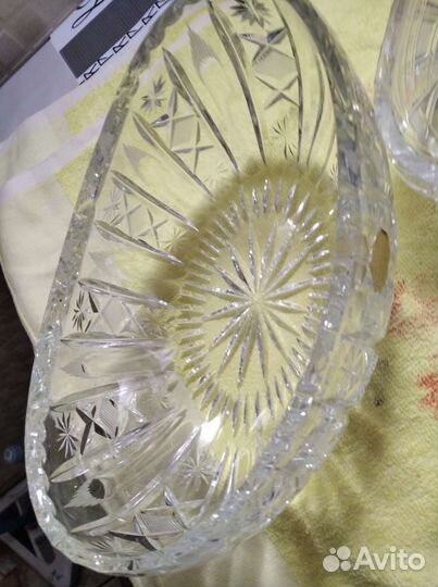 Хрусталь ладья и корзиночка.гдр.новое