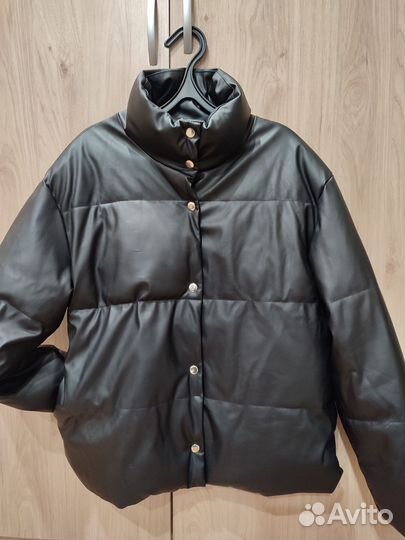 Кожаный пуховик 46 48
