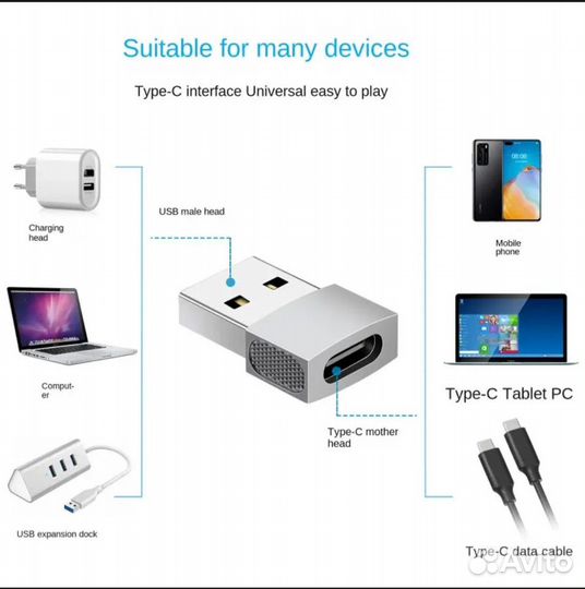 Адаптер USB Type-C (два вида)