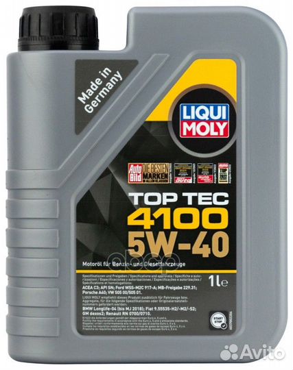 LiquiMoly 5W40 Top Tec 4100 (1L) масло моторное