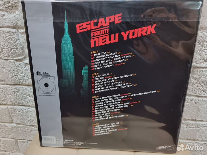 Escape From New York Soundtrack 2xLP color