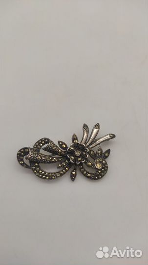 Брошь антикварная серебро марказиты нач. XX в