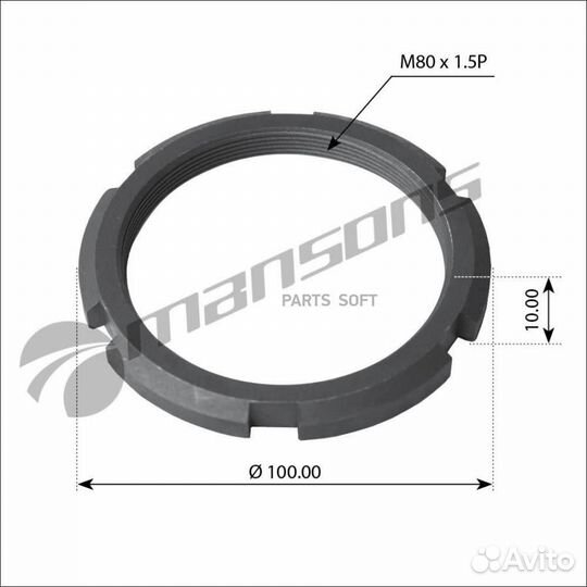 Mansons 700.181 Гайка ступицы M 80 x 1.5