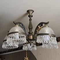 Люстра латунь + бра настенный + 5 спотов