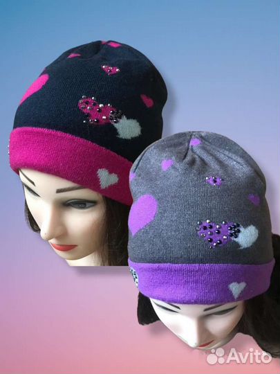 Шапка зимняя на девочку кашемировая 54 56