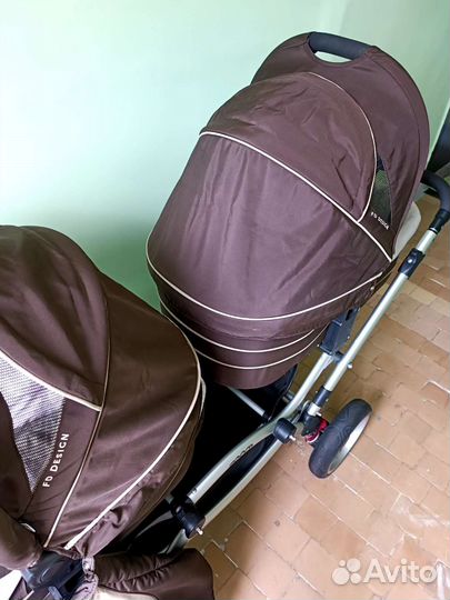 Коляска 2 в 1 для двойни и погодок fd design zoom
