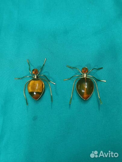 Винтажная Брошь С Янтарем 