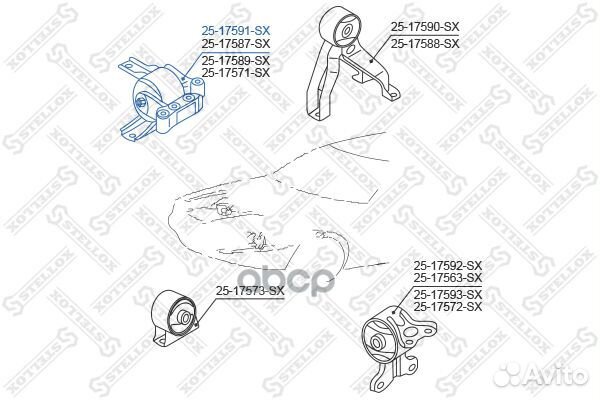 25-17591-SX опора двигателя правая Mitsubishi